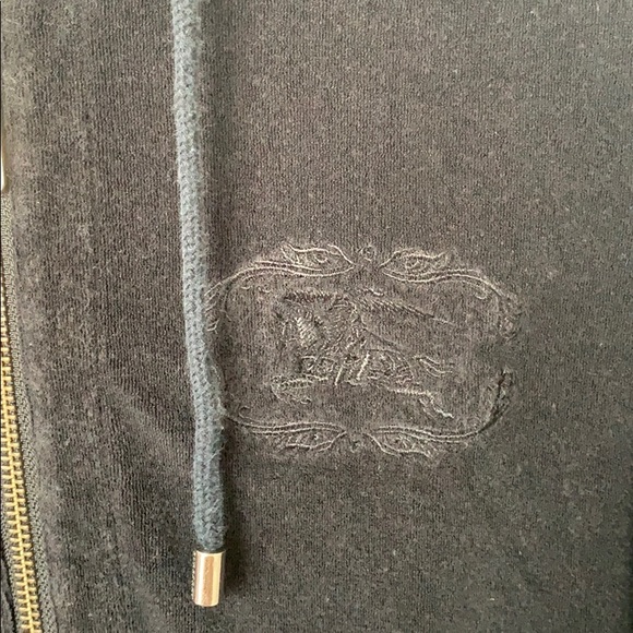 BURBERRY | Black Terry Peplum Zipper Hoodie Medium - Picture 4 of 16